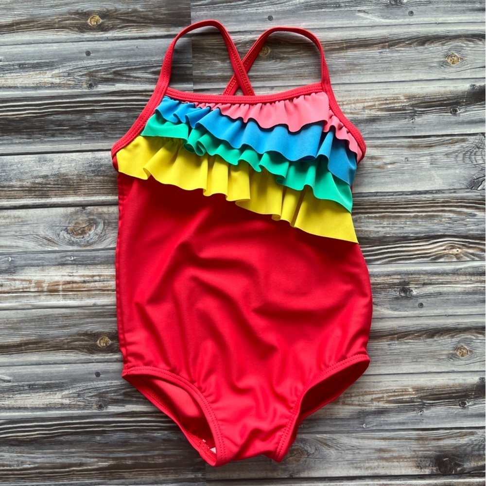 CARTERS one piece red ruffle one piece swimsuit 18 months